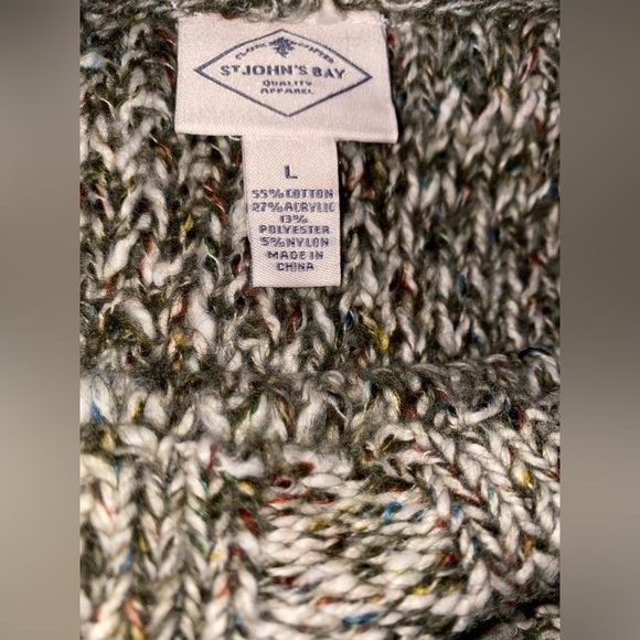 St. John Bay‎  Crewneck Long Sleeves Women Crochet Open Knit Tunic Sweater - Picture 5 of 9